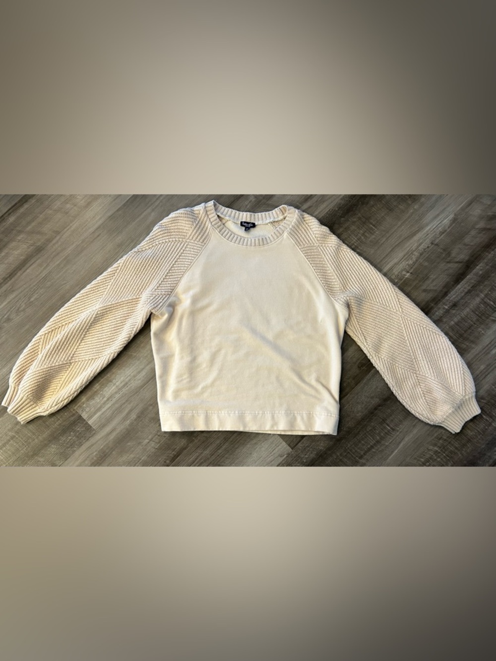 Splendid Cream Crewneck Sweater with Textured Raglan Sleeves